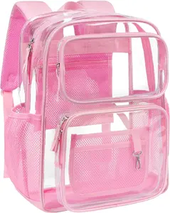 Clear Backpack for School - 17 inch Large Heavy Duty Bookbag, Reinforced See Through PVC Transparent Backpack