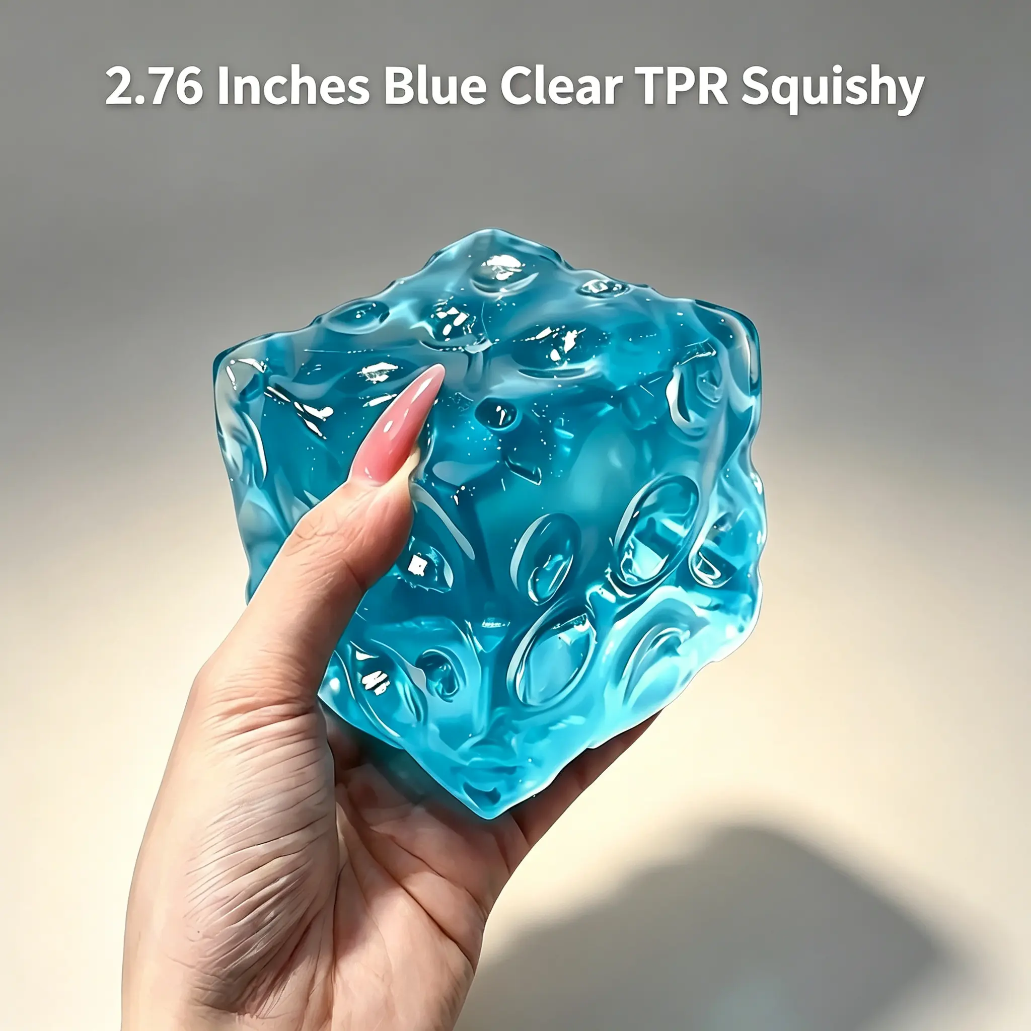 2.76 In Blue Clear TPR Maltose Cheese Squishies - Super Transparent Slow Rise Squeeze, Oddly Satisfying ASMR Sensory Play, Cute Anxiety Relief Desk Item with  for Teens & Adults