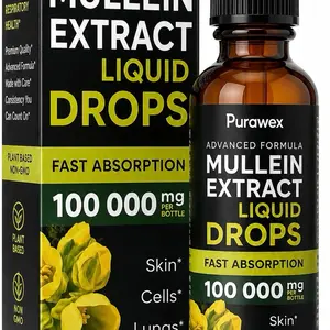Mullein Leaf Liquid Extract Drops Supplement - Lung, Respiratory Wellness Support - 100000mg