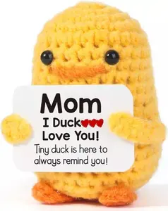 Positive Crochet Duck Gift for Mom Cute Emotional Support Duck for Mother's Day Birthday and Christmas Heartfelt Handmade Stuffed Animal Gift