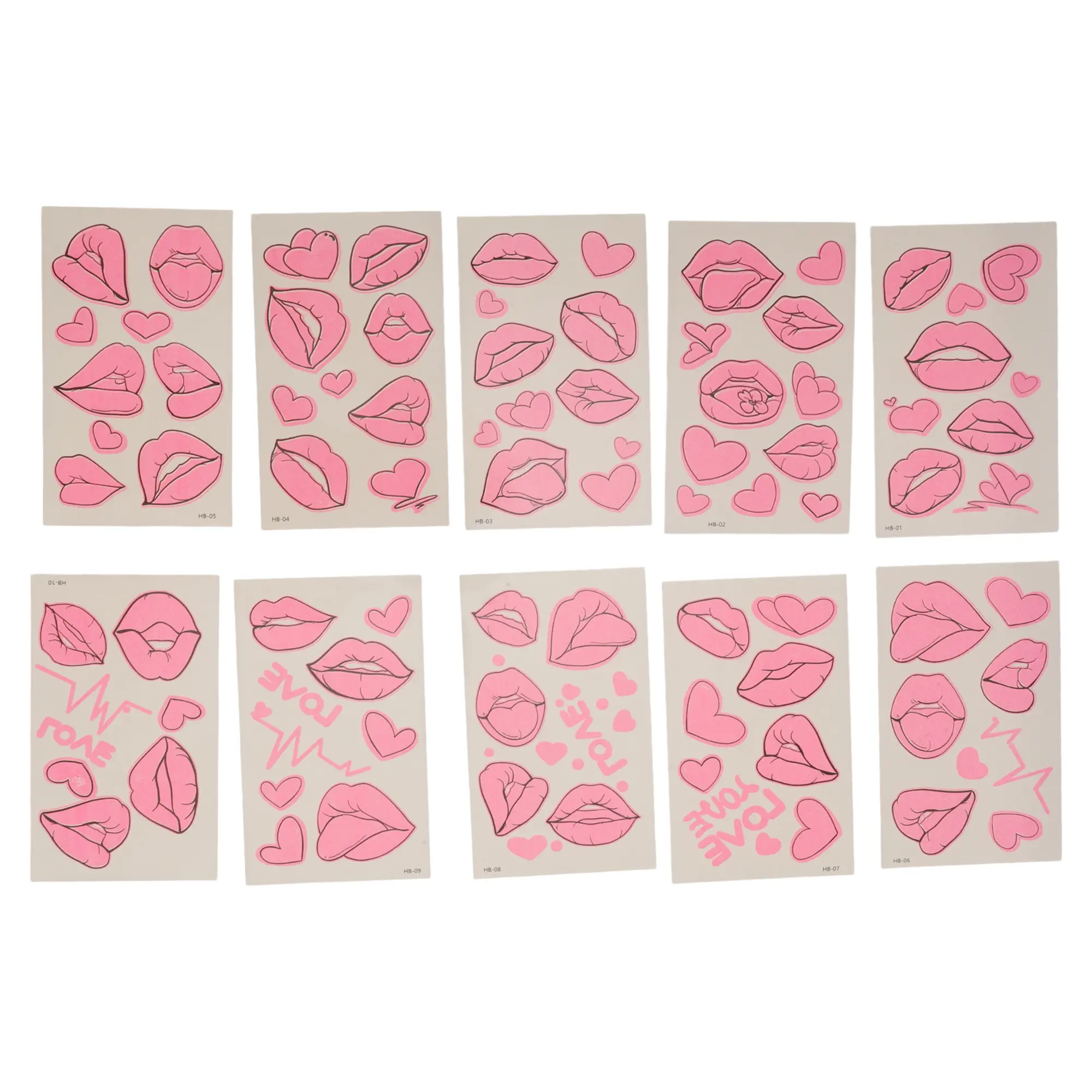 VOCOSTE Realistic Fake Tattoos Lips Temporary Tatto for Adult Pink 1 Set
