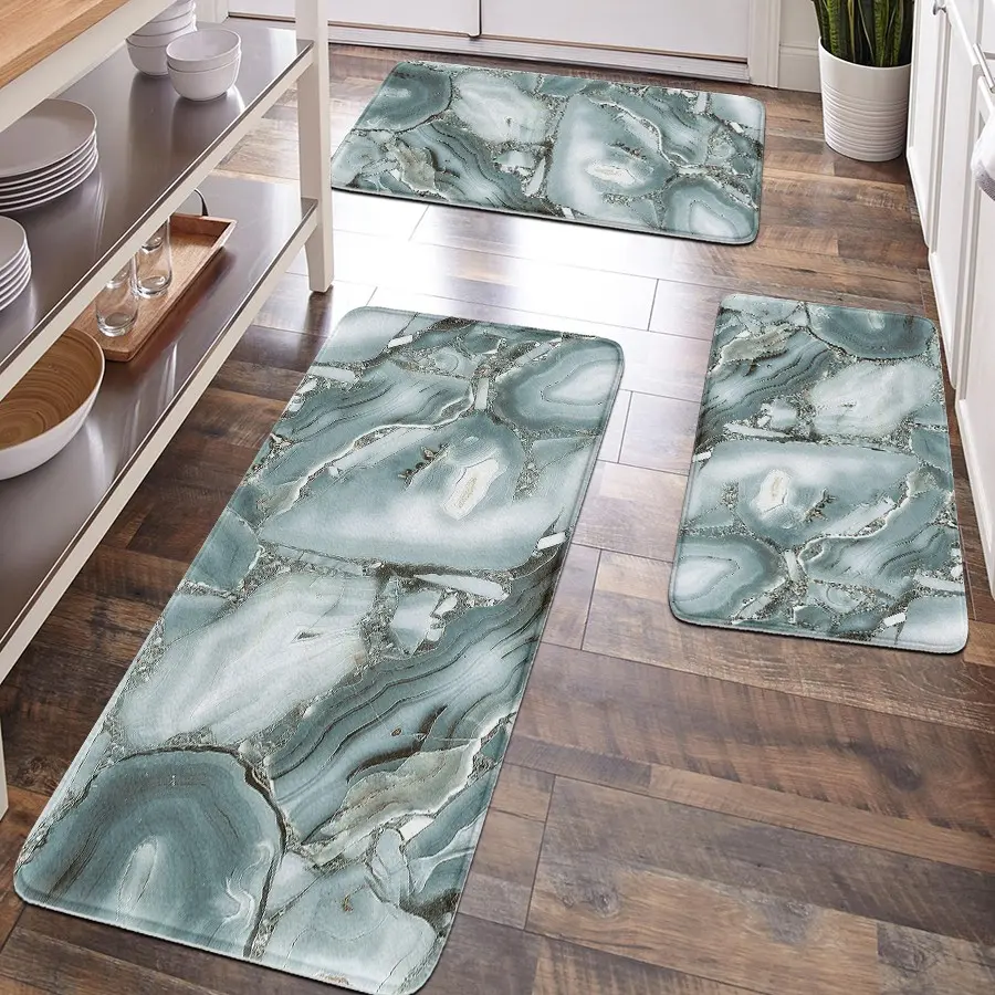 [Popular Choice]1 piece, bathroom decoration, bathroom decorative mat, bathroom floor mat, bathroom anti-slip mat, kitchen floor mat, bathroom set, home decoration, green marble floor mat, luxurious and simple theme decoration, Bath Mats