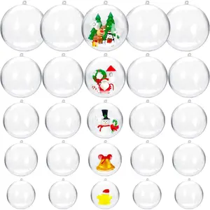 50PCS 25 Set Clear Plastic Fillable Transparent DIY Craft Ornament Balls 5 Different Sizes for Christmas Wedding Party Home Decor