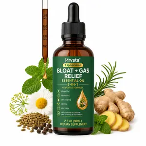 Probiotics for Bloating & Gas Relief — 5-in-1 Active Support + Daily Soothing Blend (Herbal Extracts, Digestive Enzymes, Postbiotics, & Prebiotics) — 60 Capsules