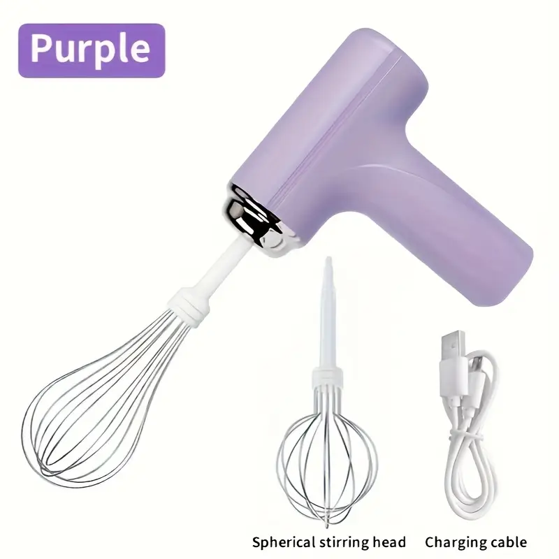 Rechargeable 3-Speed Hand Mixer - Multifunctional Kitchen Mixer, Baking Supplies, Space Saving, Easy To Clean, Durable, Perfect For Home Kitchen, Coff