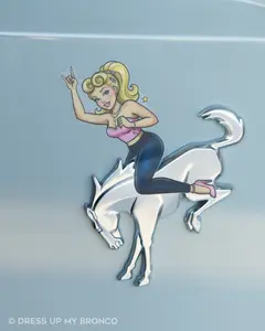 Pretty in Pink Bombshell — Bronco Rear Emblem Vinyl Decal (Pin-Up Edition)