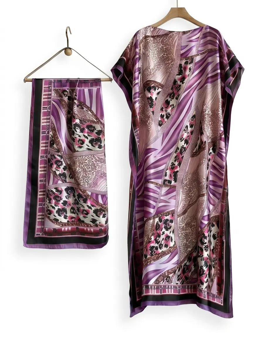 Women's Floral Print Long Scarf & Poncho Set, Casual, Soft, and Comfortable Shawl for Beach Vacations, Beach Cover-Up, Fashion Accessories for Women & Girls