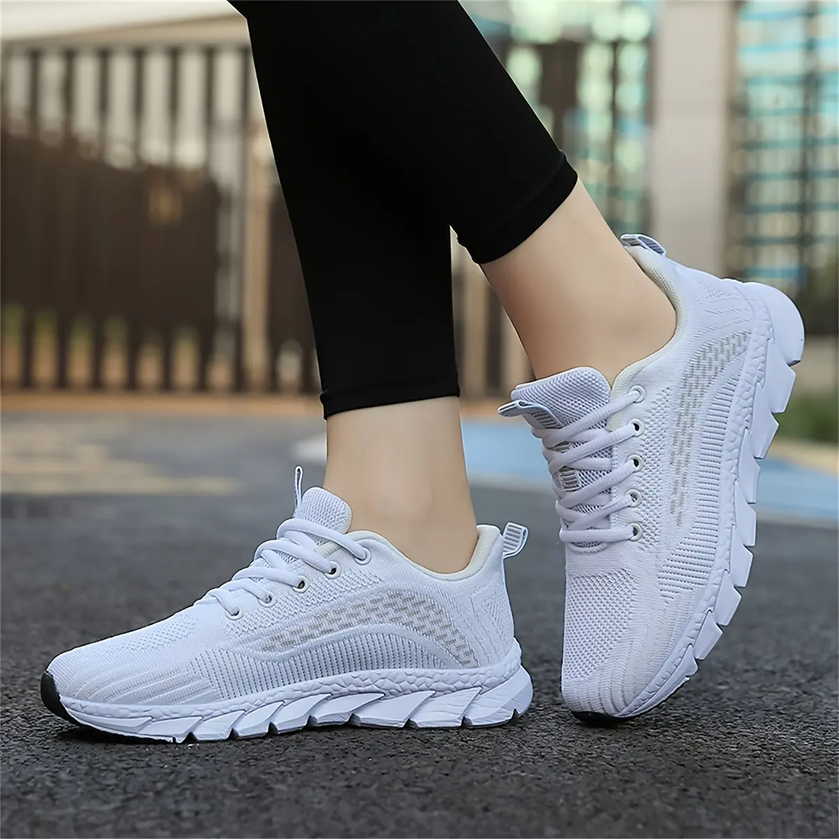 Women's Lightweight Mesh pe Fashion Sneakers - Low-Top Comfortable Casual Trainers for Road Running, Fitness Walking, Fabric