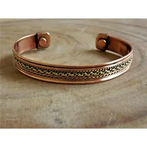 Copper Magnetic Bracelet Arthritis Pain Therapy Energy Cuff Bangle Brass Chain