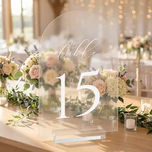 Transparent Arched Table Number Plate for Weddings, 5x7 Inch Acrylic Plaque Table Guide, Ideal for Wedding Parties & Birthday Events