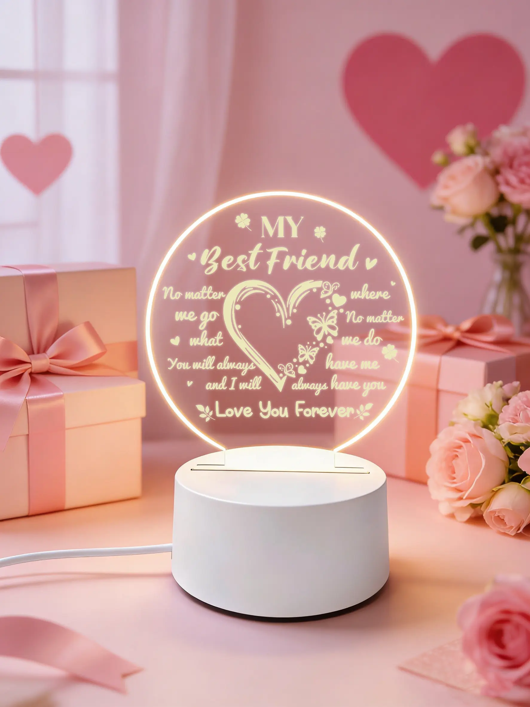 Lighted Floor Standing LED Night Light Durable Warm Glow Energy Efficient Indoor Festive Home Decoration Unique Quirky Gift for Best Friends Birthday Friendship Appreciation