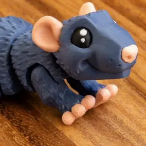 3D Printed Articulated Rat Fidget Toy with Optional Keychain – Flexible Cute Rat Desk Pet, Sensory Animal Toy, Collectible Gift