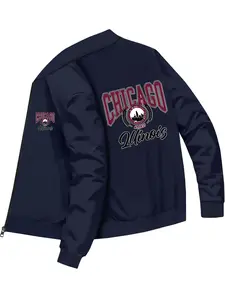 Trendy Casual Men's Chicago Illinois City Print Bomber Jacket for Daily Wear and Casual Occasions