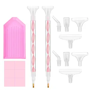 Rhinestone Pickup Tool Set 2 Pcs Rhinestone Picker Handles Dual-Ended Rhinestones Applicator Dotting Tool Pen Shiny Diamond Dot Drill Pen for DIY Home Nail Salon
