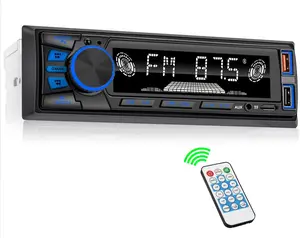 Single DIN Car Stereo with Bluetooth Hands Free Calling App Control FM Radio MP3 SD AUX Dual USB Fast Charging EQ Audio Receiver Digital Media Player for Car Truck Dashboard Upgrade