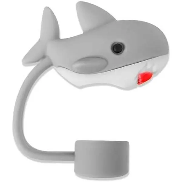 Gray Shark Straw Cap Straw Cover for Stanley 40&30 Oz Cup, 10mm Silicone Straw Covers Cap for Stanley Cup Accessories, Cute Straw Topper for Tumblers, Straw Cap Stopper for Reusable Straws Tip Lids (DM355)