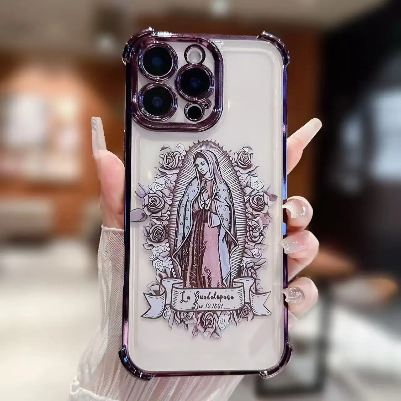 Virgin Mary pattern mobilephone case, drop-proof.shockproof, protectivecover gift for men andwomen, suitable for allmodels from iPhone17 toiPhone11