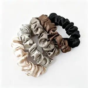 Solid Color Satin Scrunchies, ElegantScrunchies for Women & Girls, MinimalistHeadwear Suitable for Thick Hair, FashionHair Accessories for Party, Daily Decor, HairAccessories Set