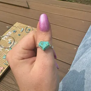 Authentic sterling silver and turquoise diamond shaped ring size 9 with open back