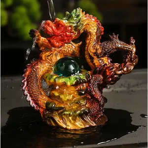 taian - Color-changing tea pet, Dragon Year figurine, fortune-attracting dragon playing with a pearl - changes to gold.