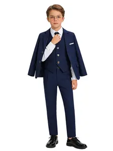 4 Piece Slim-Fit Boys Suit Set Blazer for Kids and Youth, Fitted Set, Perfect for Weddings, Grad Ceremonies and Birthdays, Suitable for Heights 100-150 Cm-19133