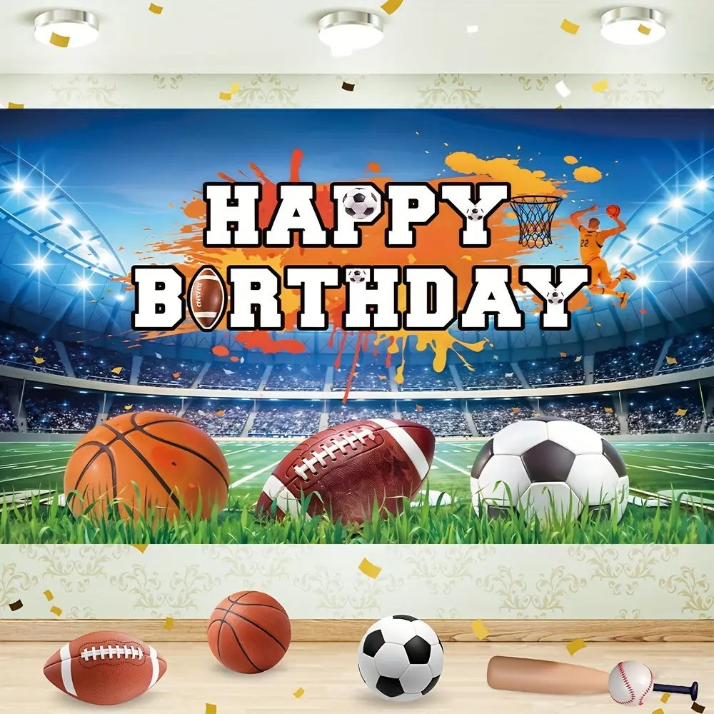 Multi-Size Durable Soft Glam Sports-Themed Vinyl Birthday Backdrop - Football-Soccer Fan Party Decorations, Wall Sign, Photography Banner (39.3x59in/100cmx150cm), Printed Textile