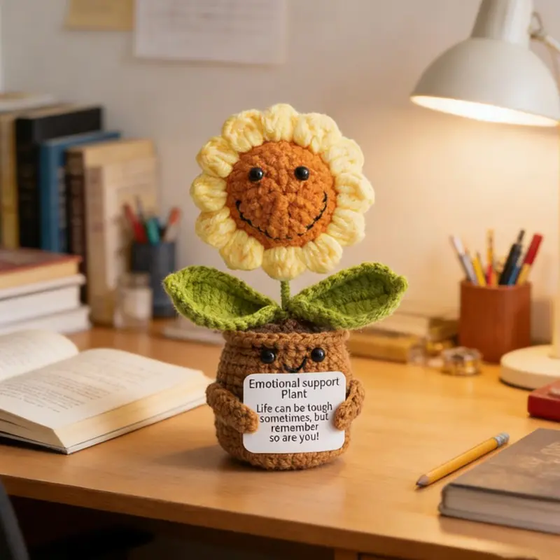 Cute Handmade Crochet Emotion Support Plant Doll with
