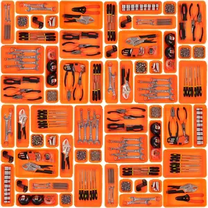 45 Pack Tool Box Organizer Tool Tray Dividers, Toolbox Drawer Organizers Trays for Rolling Tool Chest, Work Bench Cabinet Bins, Parts Screw Nut Bolt Small Organization - Orange