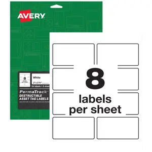 Avery 60539 3.75 x 2 in. Avery PermaTrack Destructible Asset Tag Labels - Pack of 64