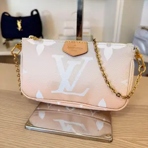 Pre-owned Louis Vuitton Coated Canvas Shoulder Bags Monogram Giant By The Pool Multi Pochette Accessories Brume Small Pouch