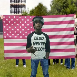 Chief Keef Pink American Flag Poster with Brass Grommets - Durable Fabric, Patriotic Room Decor for College Dorms, Merch Gift, 3x5ft Dorm Room Decor | Patriotic Design | Durable Fabric Flag, Chief Kee