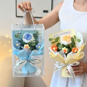 Handmade Crochet Flower Bouquet, Yarn-Knitted Decorative Fake Flowers, Gift for Christmas, Mother's Day, Valentine's Day, teacher appreciation gifts 2026
