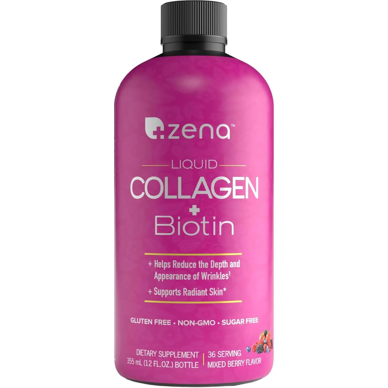 Zena Nutrition Liquid Collagen for Women, Healthier Skin, Hair & Nail, Verisol Collagen Liquid, Biotin and Collagen Peptides Supplements for Women - 10oz