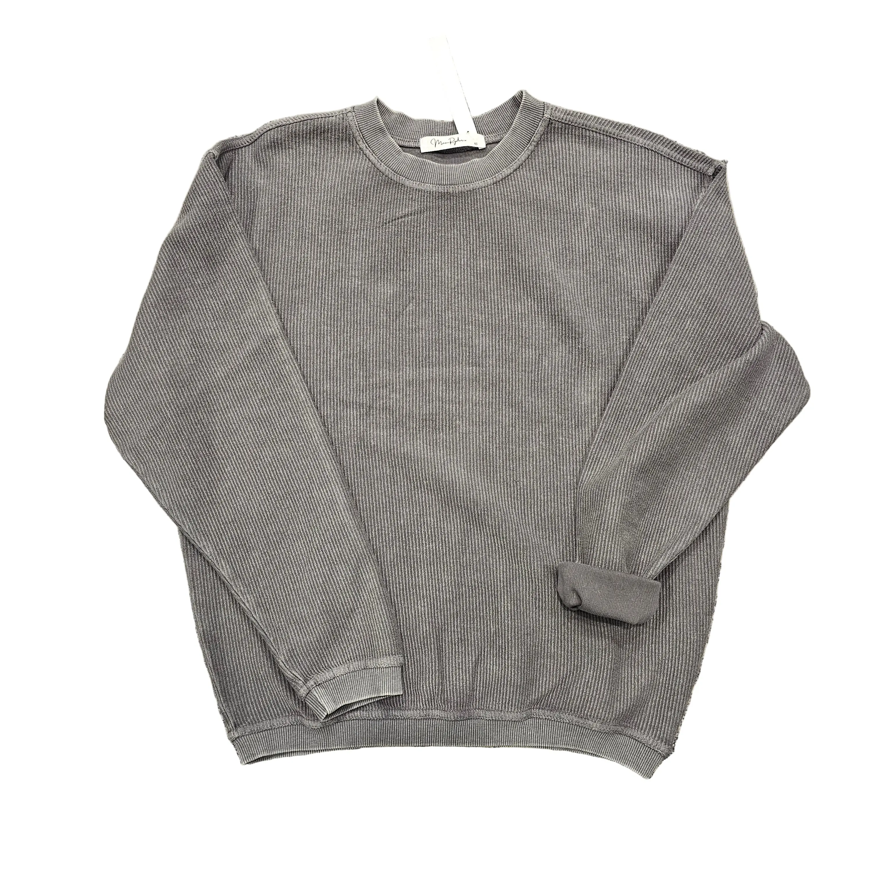 Luxe Corded Sweatshirt- Dark Charcoal