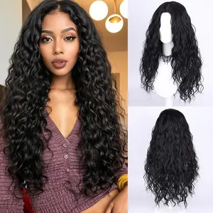 Glueless Synthetic Wig Natural Black Long Curly Heat Resistant For Black Women Party Look, Wedding