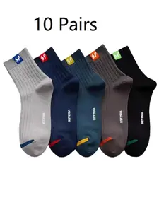 10 Pairs Men's Crew Socks, Breathable Moisture Wicking, Athletic Casual Socks, Comfortable Durable Multipack, Ideal for Running Work Daily Wear