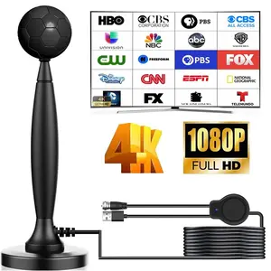 Amplified HD Digital TV Antenna for Smart TV, 360° Reception Up to 250+ Miles Range, Spherical Design with Magnetic Base for Local Channels, 4K 1080P Clear Picture Easy Install