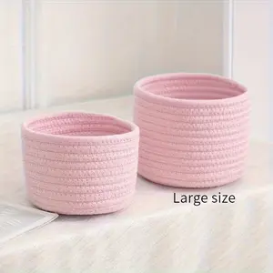 Classic Handwoven Storage Baskets Set of 2, Portable Multi-Purpose Organizer for Cosmetics, Stationery, Bathroom, Bedroom & Living Room