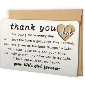 Thank You Dad Engraved Wallet Card Inserts, Dad Gifts from Daughter, Birthday Father's Day Thanksgiving Christmas Valentines Gifts Card for Dad Father