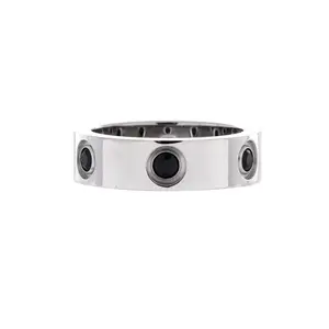 Pre-owned Cartier Love 6 Stone Band Ring 18K White Gold with Black Sapphires Narrow by Rebag