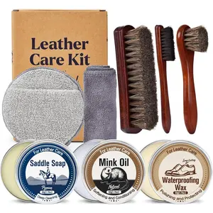 Leather Boot Care Kit, Boot Cleaning & Shine Kit - Includes Saddle Soap,  Oil Conditioner, Waterproofing Wax, and Brushes for Men & Women Cowboy Boots