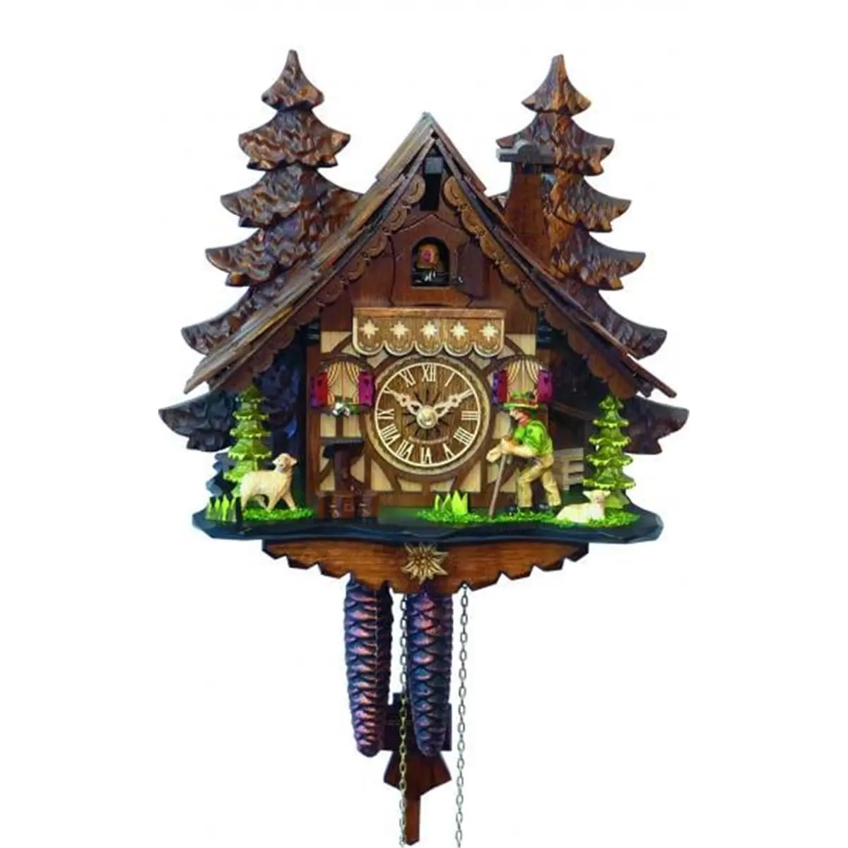 Alexander Taron 40912 Traditional Wood Analog Cuckoo Clock - 11" h x 12" w x 6.75" d Weight-Driven Engstler 1-Day Movement Clock for Bedroom Home Decor Collectibles