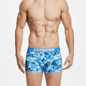 SEOBEAN Men's Geometric Boxer Briefs: Stylish Trendy U-Pouch Design in Camouflage Pattern, Sizes M-XXL, Premium Yarns, Strict Quality Standards, Menswear, Multi-Size