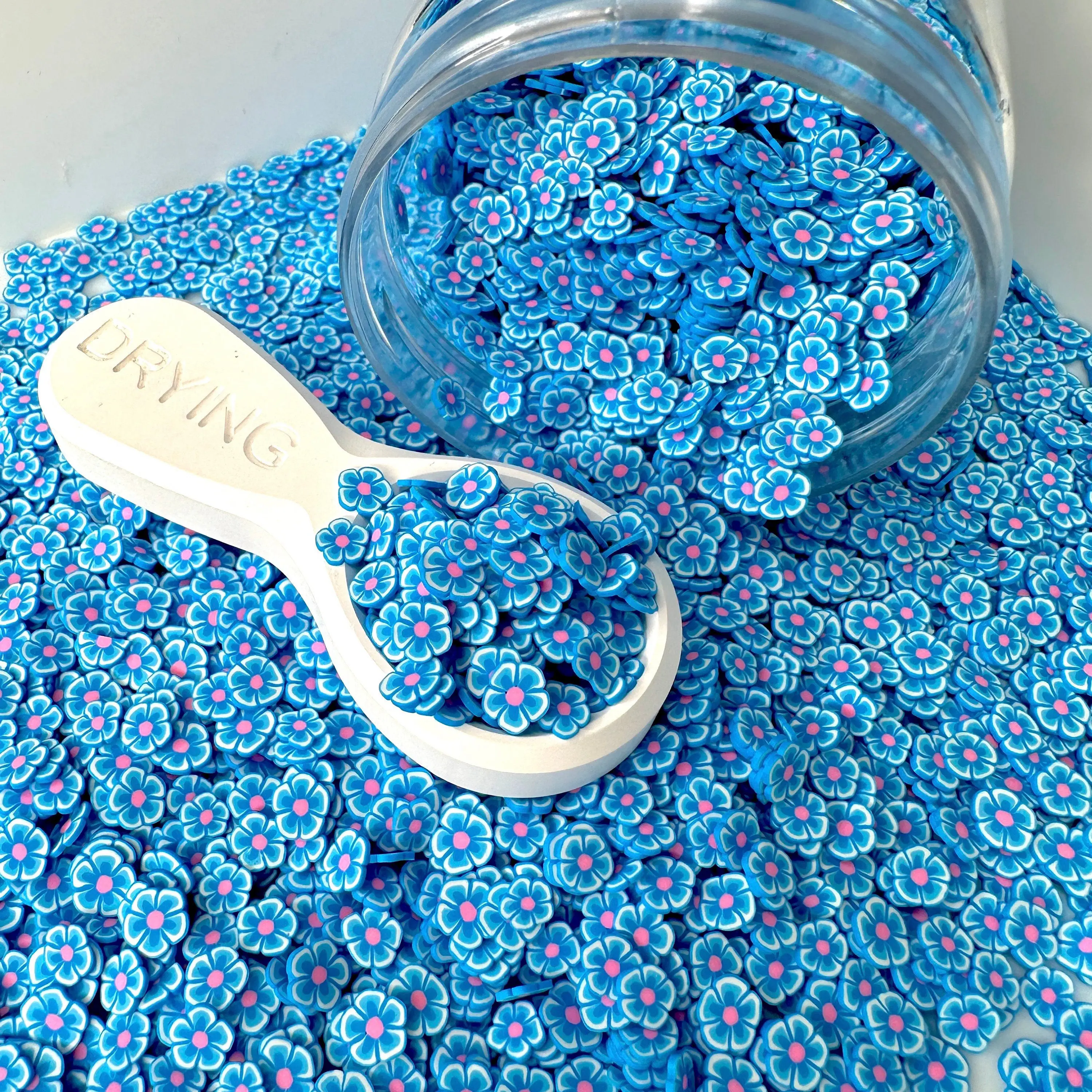 FAKE Blue Tropical Flower, Floral Themed Polymer Clay Sprinkle (NOT EDIBLE)