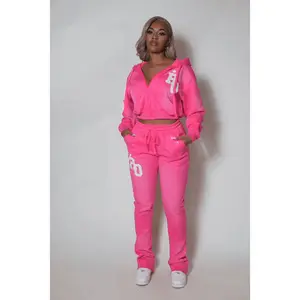 Tyona Pink Rhinestone Stacked Flare Track Set