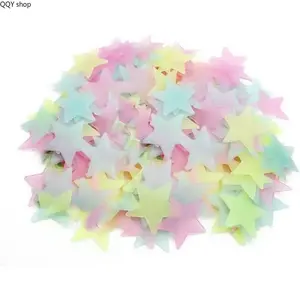 200Pcs Mixed Color Glow In The Dark Star Wall Stickers, Luminous Fluorescent Plastic Noctilucent Decals, Removable Ceiling Wall Decor, Cute Galaxy Star Ornament for Bedroom, Kids Nursery and Living Room Decoration