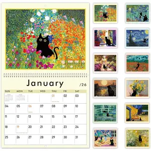 Cat Wall Calendar 2026-2027, Vertical Wall Calendar 2026, 18-Months Hanging Art Calendar Jan. 2026 to Jun. 2027, 14" x 23" Monthly Planner Wall with Thick Paper for Office School Home Teacher