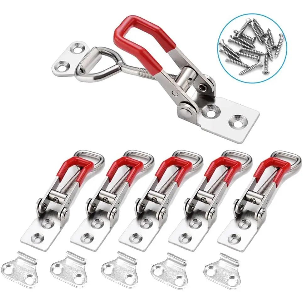 6-Pack 4001 330Lbs Holding Capacity Adjustable Toggle Latch Clamp  Latch Clamps 150Kg Quick Release Pull Latch +24 Screws for Various Tool Box