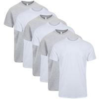 (6-Pack) Heather Grey x 3 - White x 3