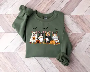 Halloween Dog Sweatshirt, Corgi Ghost Dogs sweatshirt, Halloween Sweatshirt, Halloween Sweater, Ghost Dog Shirt, corgi mom shirt